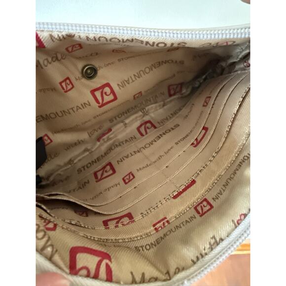 Stone Mountain Y2K 90s Preppy Two Toned Purse Clutch Pebbled Striped Academic - Picture 2 of 5